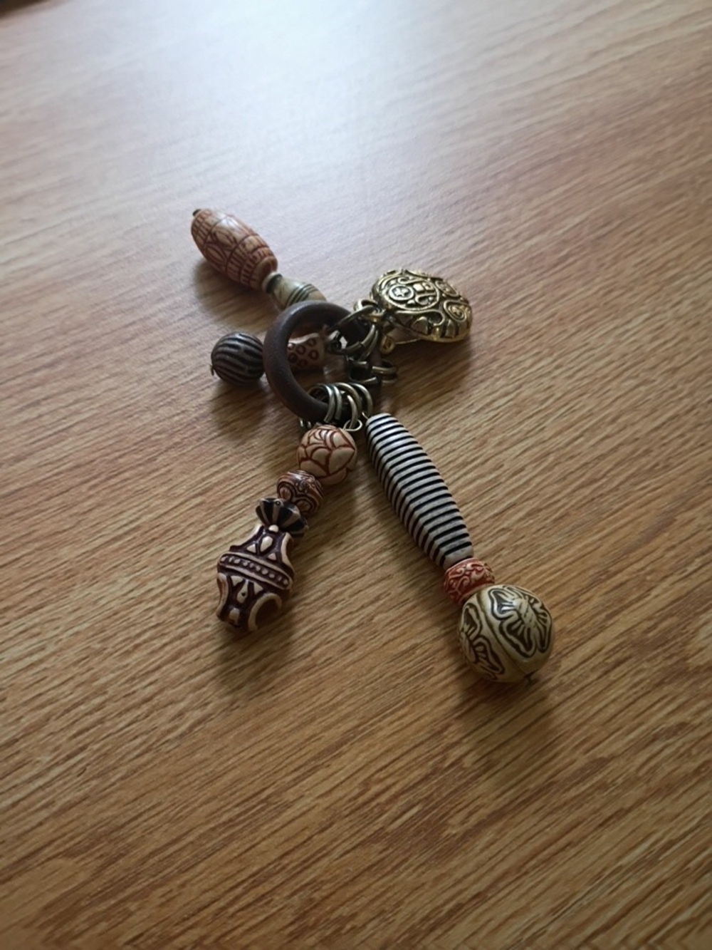 Not Rated Brown and Black Beaded Charm Keyring